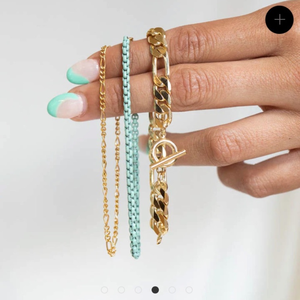 Powder Blue Flora 14k Gold Enamel Bracelet
